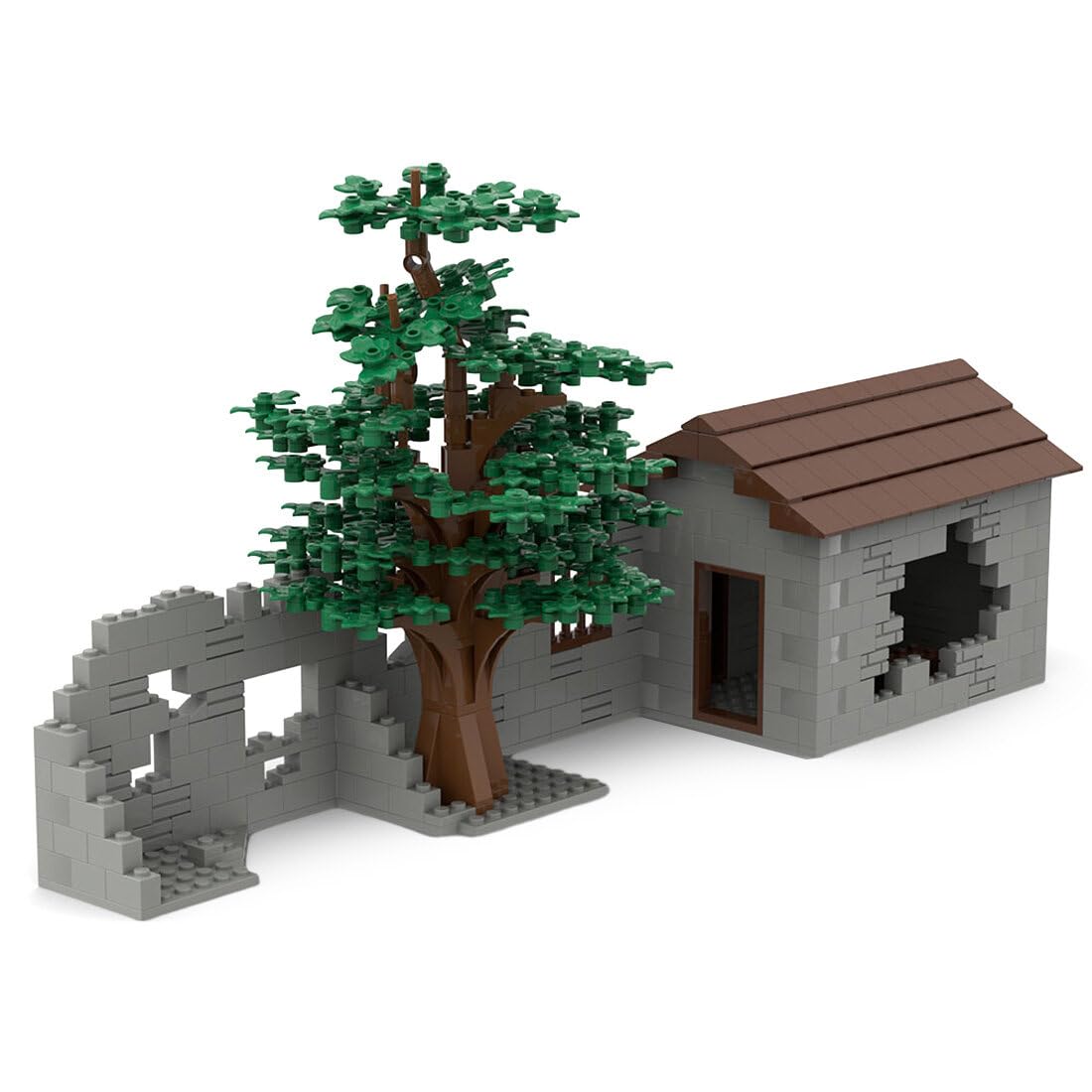 DIYET 633PCS Military Base Building Set - WW1 WW2 Battlefield Ruins Model Kit with Enclosure Walls | MOC Military Construction Toy Compatible with Lego | Perfect for War History Enthusiasts & Diorama Building