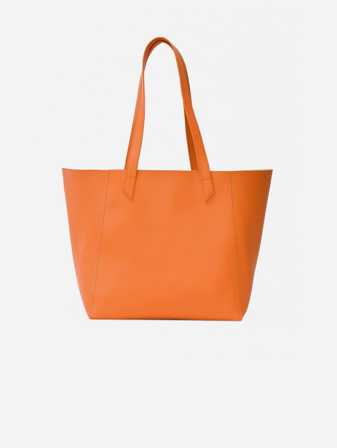 Totissimo Foldable Vegan Leather Tote Bag for Women - Stylish & Lightweight Orange Handbag for Work, Travel & Shopping