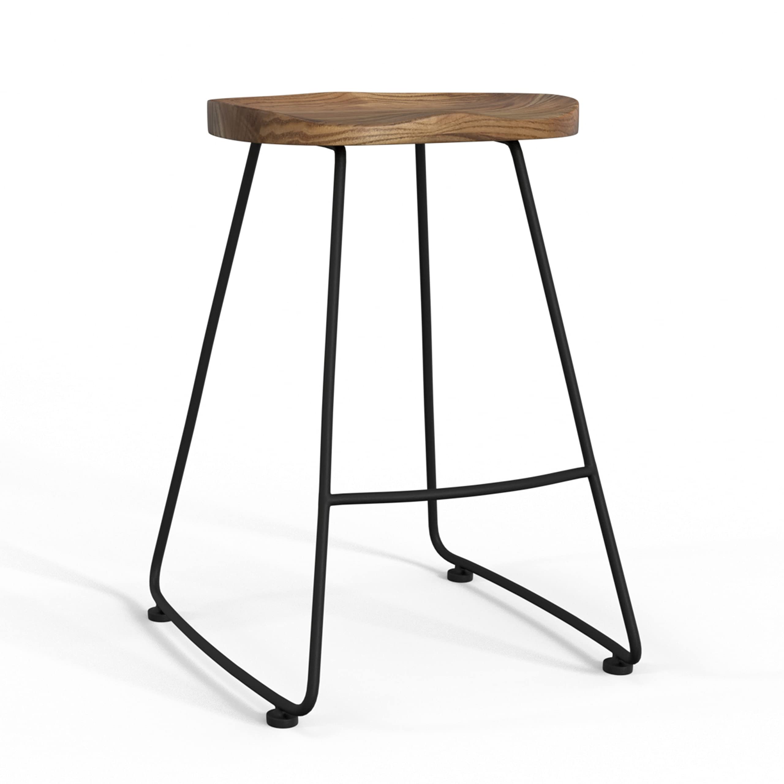 SIMPLIHOME Amberly Rustic Metal 24 Inch Counter Height Bar Stools (Set of 2) - Natural/Black Finish - Perfect for Kitchen Island, Breakfast Nook & Dining Room Decor