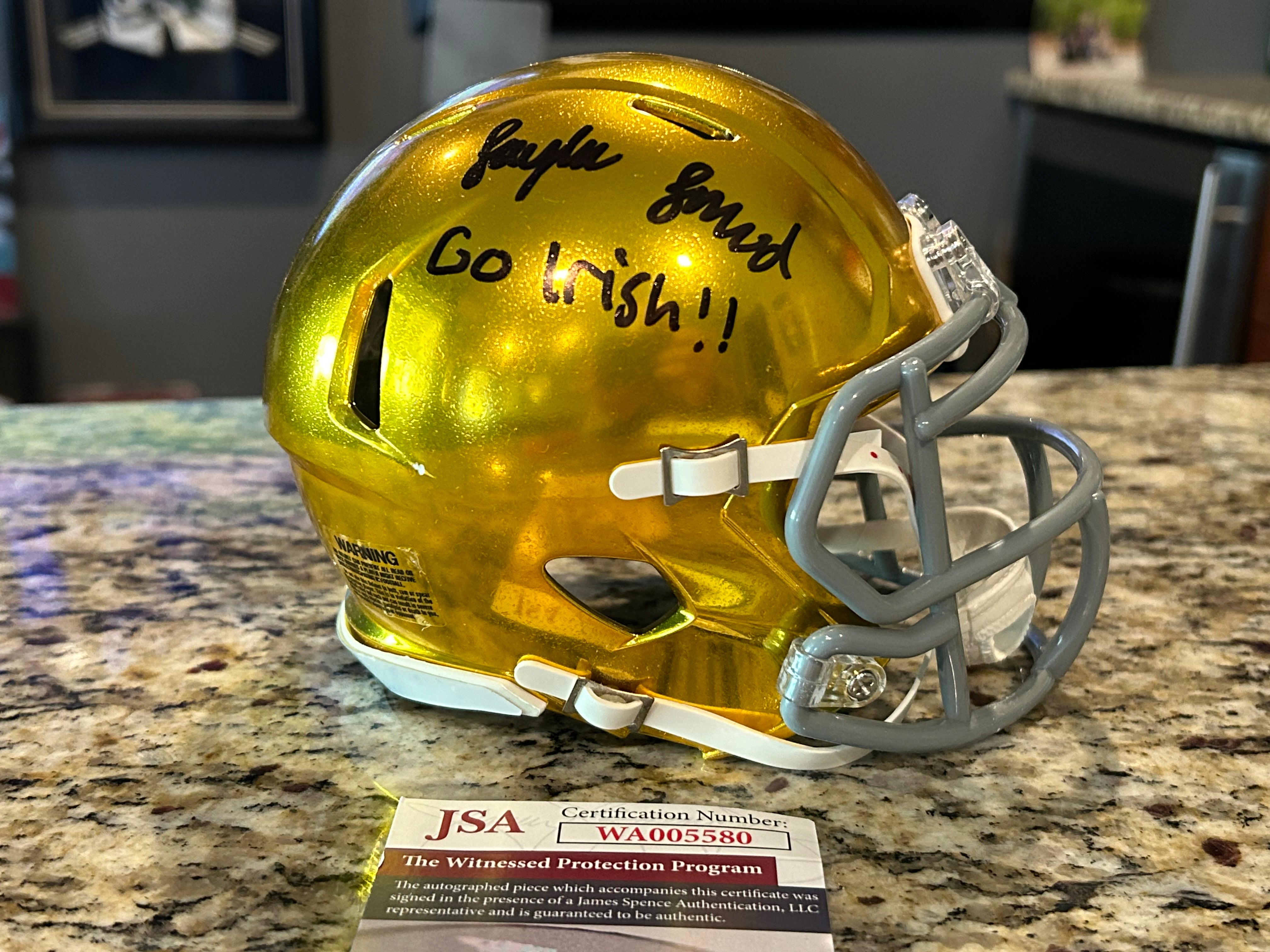 JAYLEN SNEED Signed Notre Dame Fighting Irish HydroFX Speed Mini Helmet with JSA Certificate - Perfect for College Football Memorabilia Collectors & Irish Fans Display