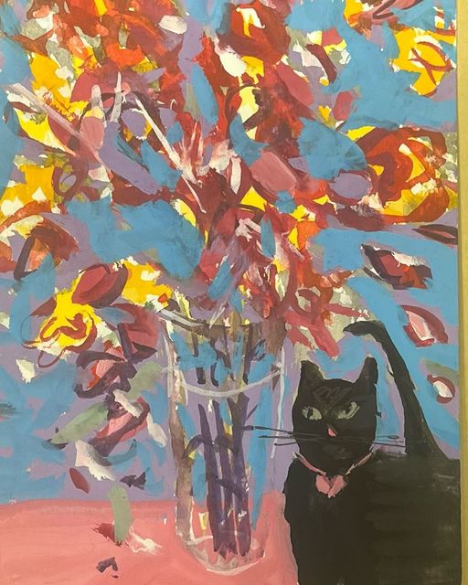 Ruth Formica Black Cat Painting Notecard - Handmade Art Card for Halloween, Birthday & Thank You Gifts - Perfect for Cat Lovers & Stationery Enthusiasts