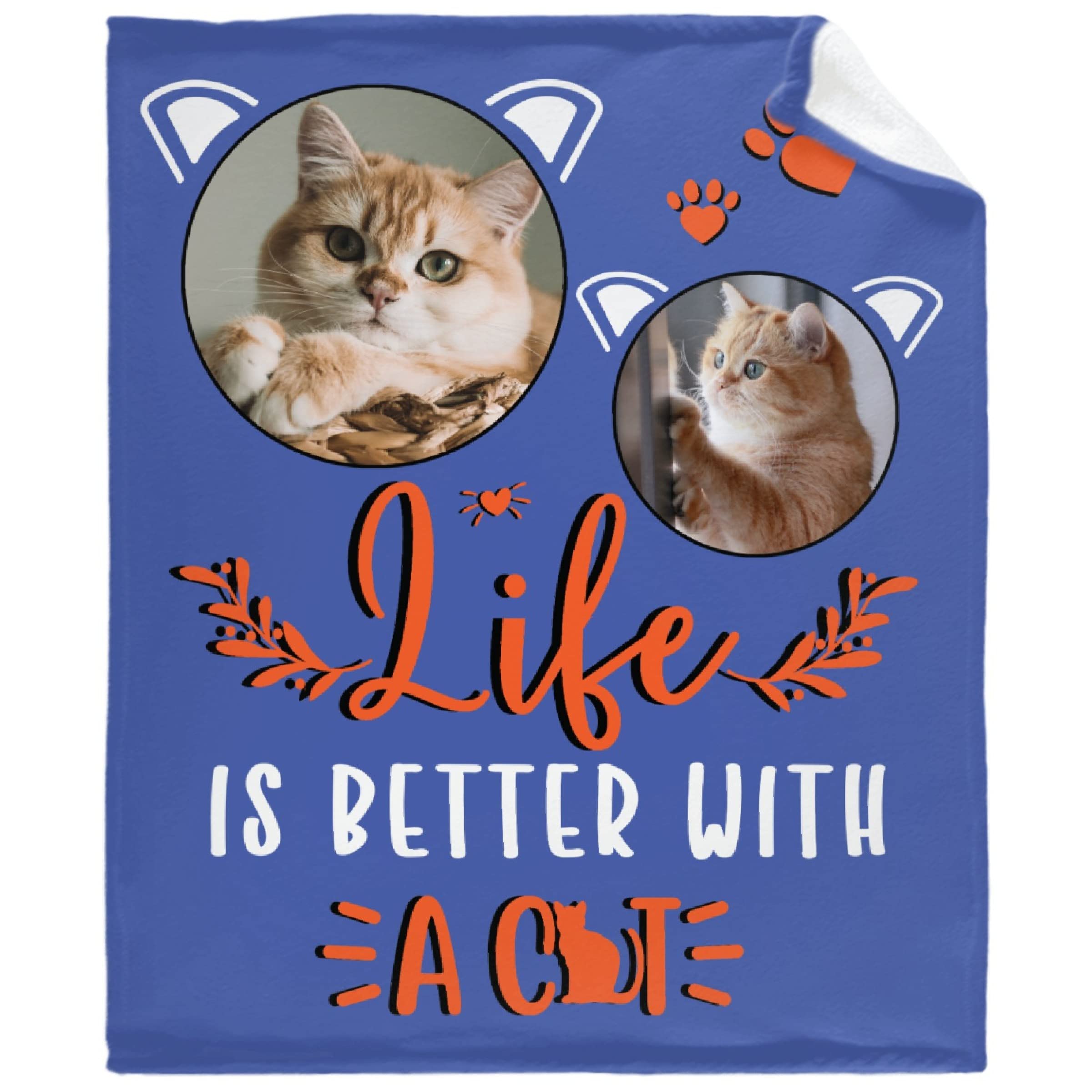 Personalized Flannel Photo Blanket - Custom Cat Design Throw for Family, Friends & Pet Memorial Gift (30x40 Inches) - Cozy Home Decor, Perfect for Cuddling & Pet Tributes