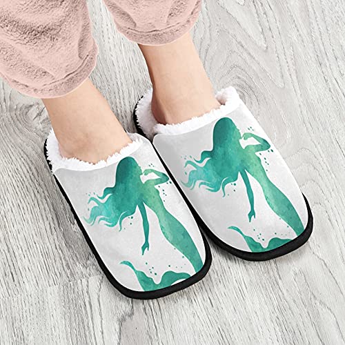VIGTRO Women's Fuzzy Slippers - Soft Coral Fleece Mermaid Design Memory Foam Indoor House Shoes with Anti-Skid Sole | Cozy Comfort for Home, Lounge & Bedroom Wear