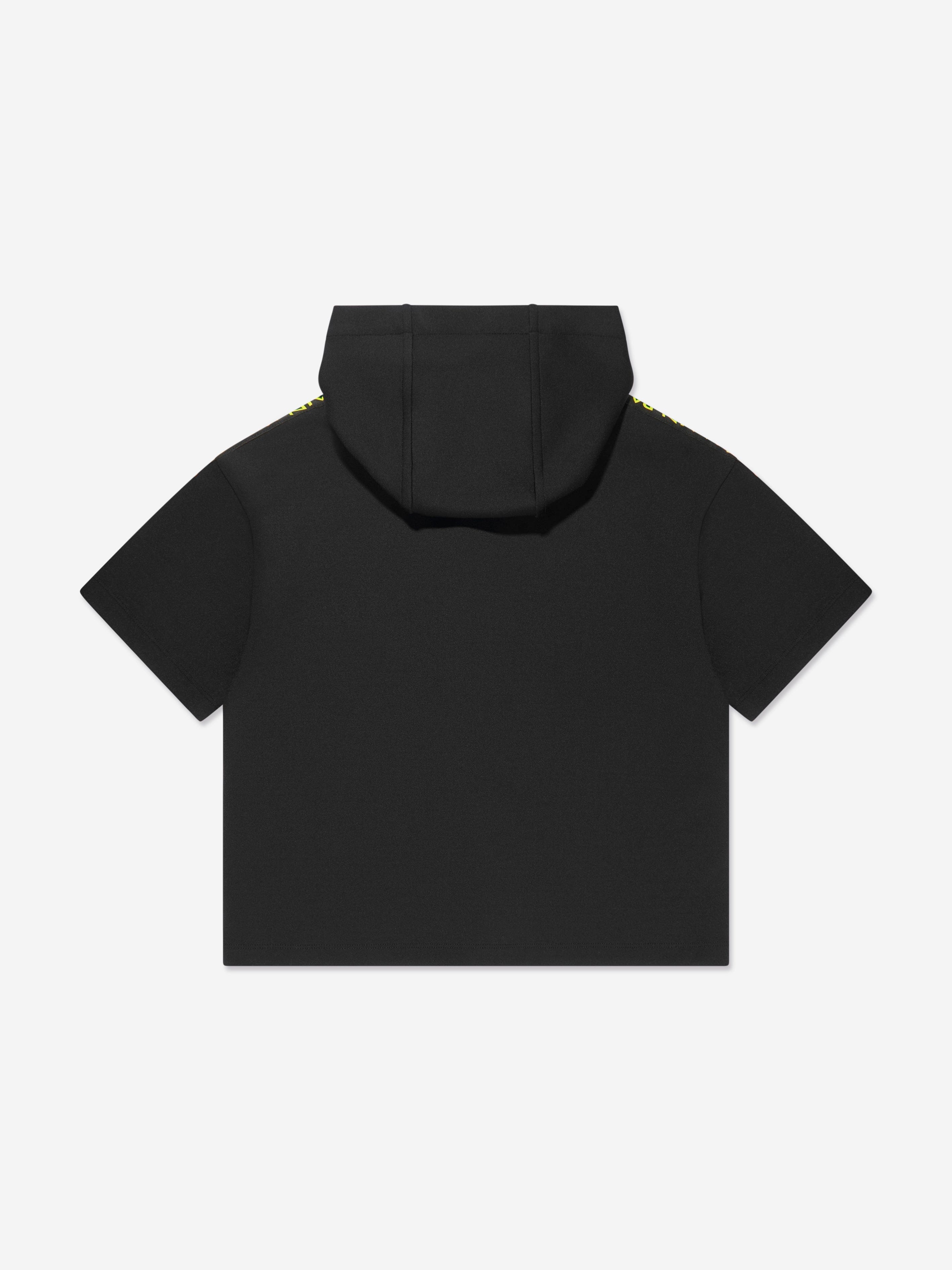 Balmain Boys Short Sleeve Hoodie - Black Cotton Pullover for Kids | Casual Wear, School Outfits & Everyday Comfort