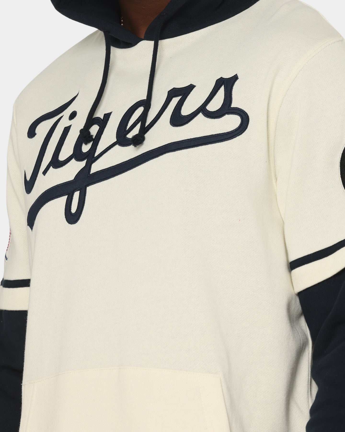 47 Brand Detroit Tigers Shortstop Hoodie Cream - Men's Baseball Hooded Sweatshirt for Casual Wear & Game Day Outfits