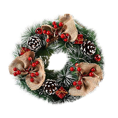 Handmade Rustic Christmas Wreath with Berries & Flocked Decorations - Front Door Holiday Decor for 2023 | Perfect for Christmas Tree, Mantel & Festive Home Decor