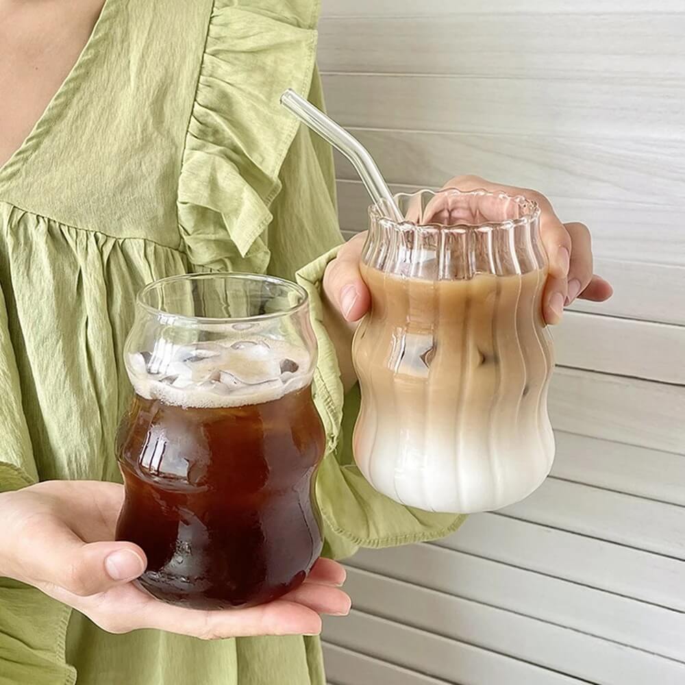 Vintage Cold Coffee Glass Cup - Insulated Iced Coffee Tumbler for Home, Office & Outdoor Use