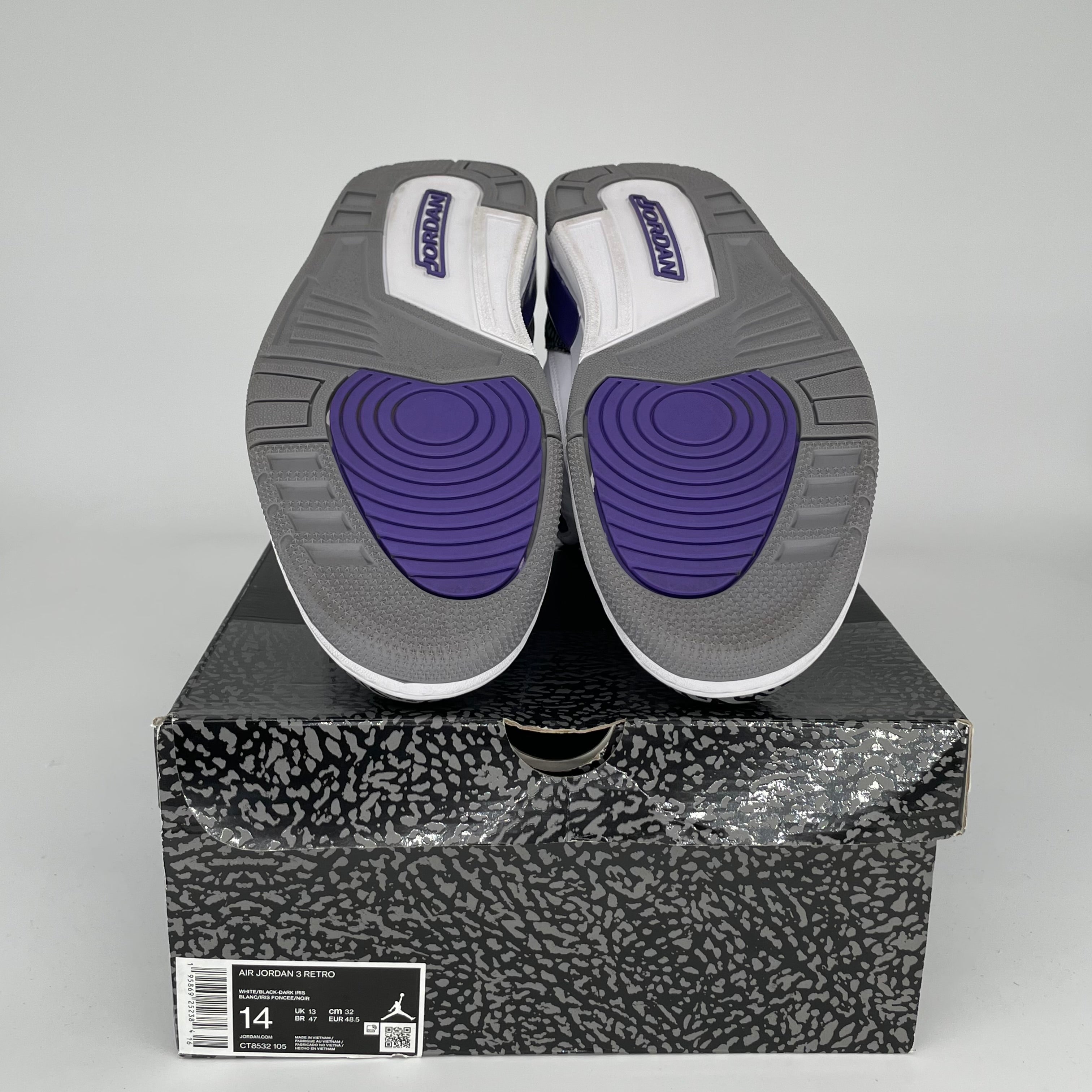 AIR JORDAN 3 DARK IRIS Men's Basketball Shoes - Size 14 (CT8532-105) - Retro Sneakers for Sports, Casual Wear & Street Style