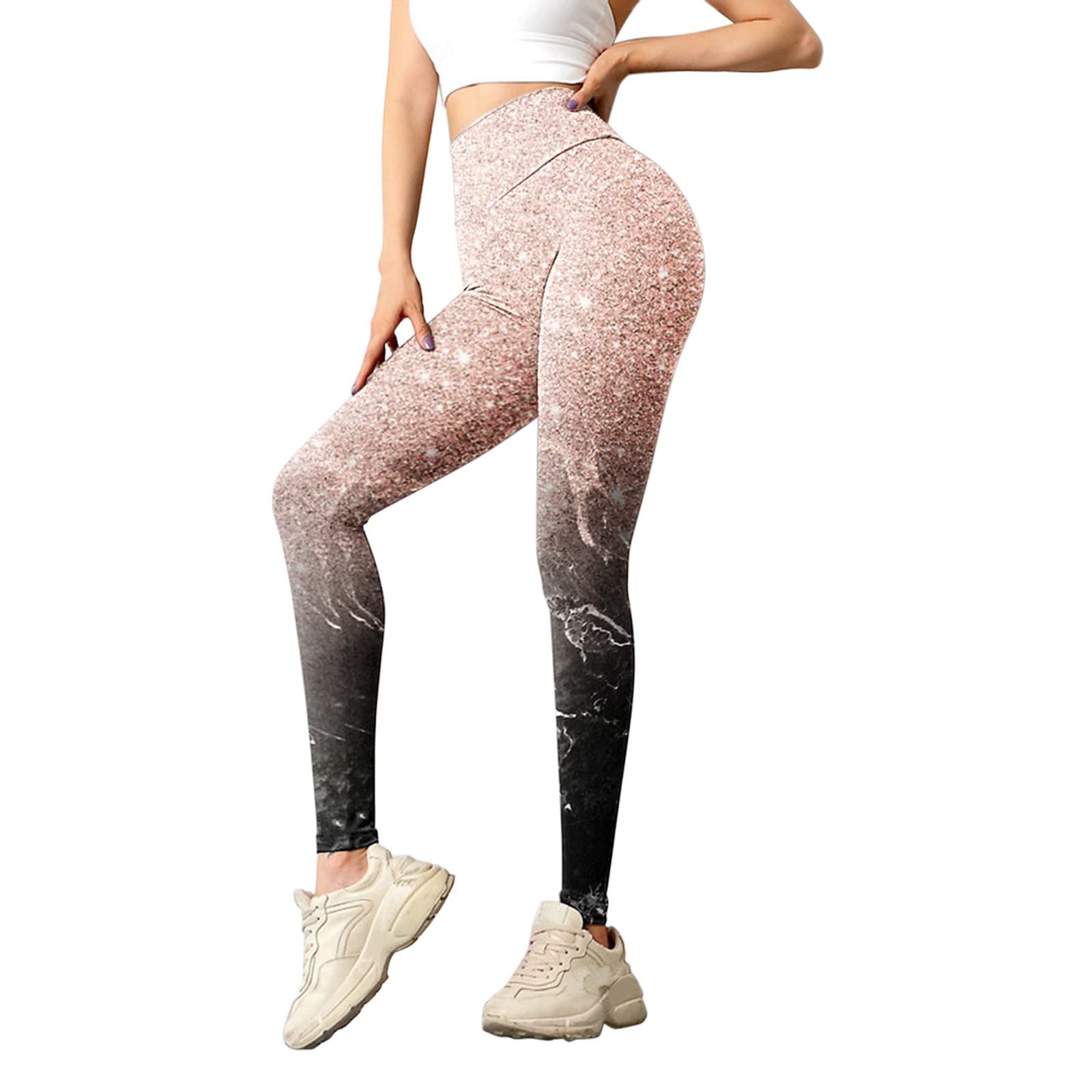 Women's High Waisted Yoga Pants with Tummy Control - Flattering Print Leggings for Yoga, Running, Pilates & Gym Workout | Slimming Booty Lift Design | Perfect for Fitness, Lounge & Everyday Wear