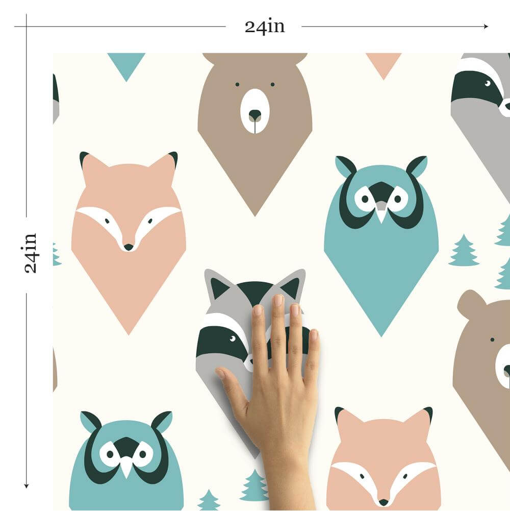 Brown and Cream Forest Baby Peel and Stick Removable Wallpaper - Self-Adhesive Nursery Decor for Boys & Girls - Easy to Install & Remove - Perfect for Kids Room, Nursery, or Playroom Decor