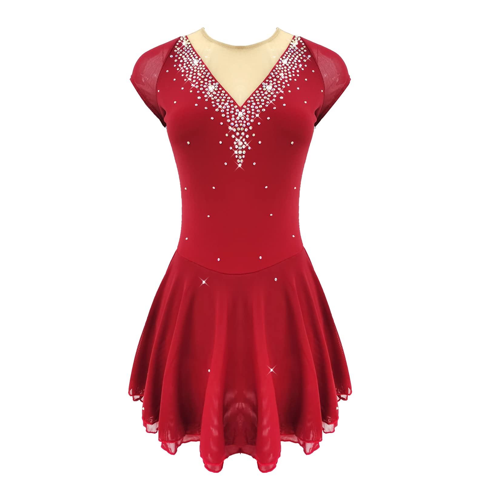 LIUHUO Sparkling Figure Skating Dress for Girls & Women - Rhinestone Competition Dance Costume - Perfect for Ice Skating Shows, Ballet Performances & Dance Recitals