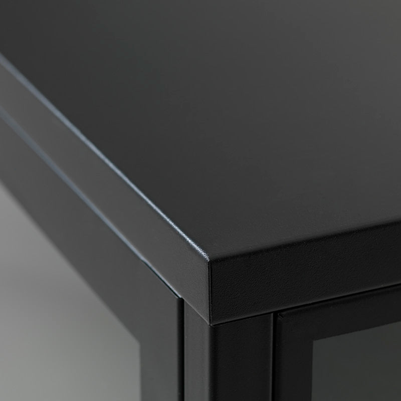 CARMEL 3 Glass Door TV Stand 132cm Black - Modern Entertainment Center for Living Room, Bedroom & Home Theater