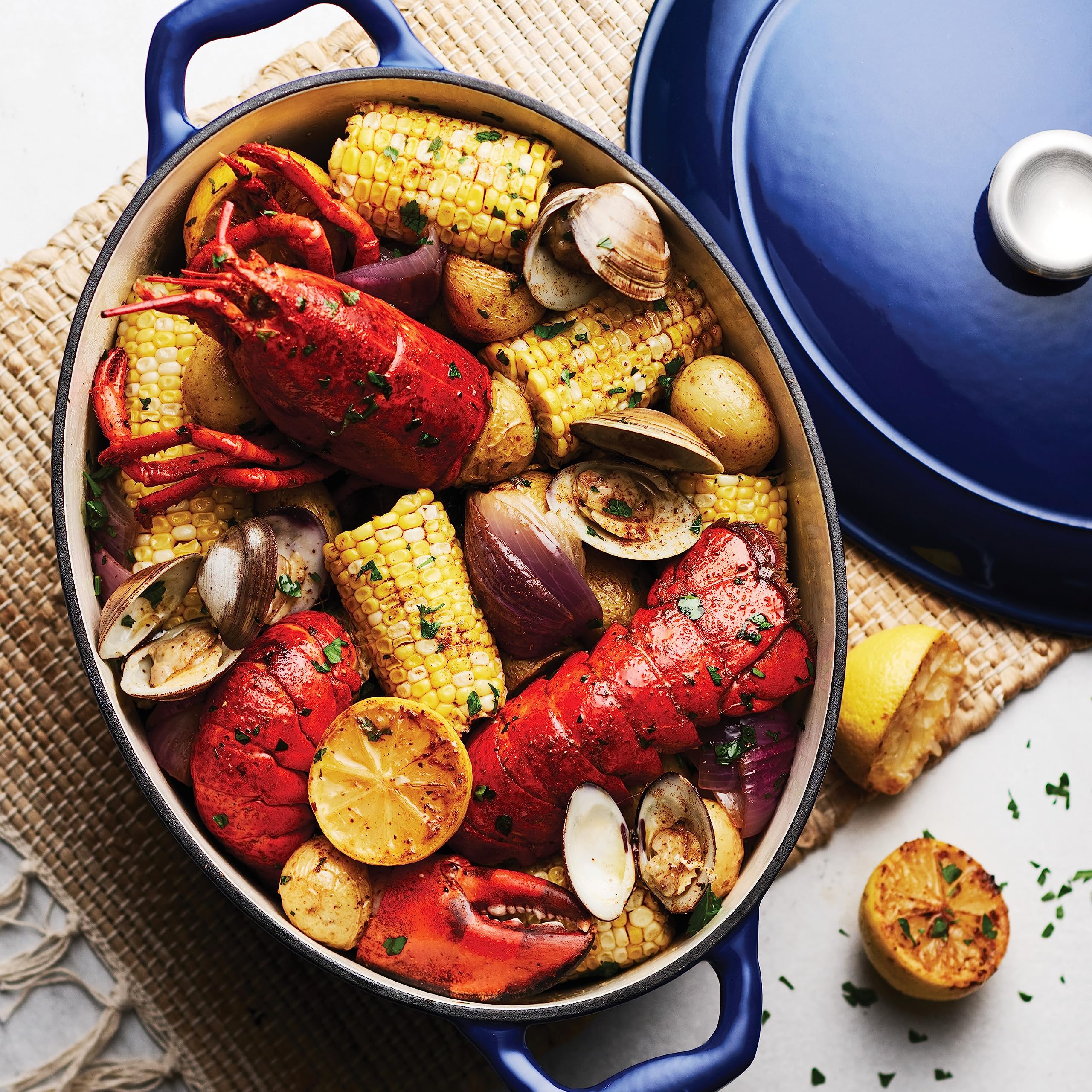 Tramontina 7-Quart Enameled Cast Iron Dutch Oven with Lid - Blue Oval Cookware for Baking, Roasting & Slow Cooking - Perfect for Soups, Stews & Bread Making