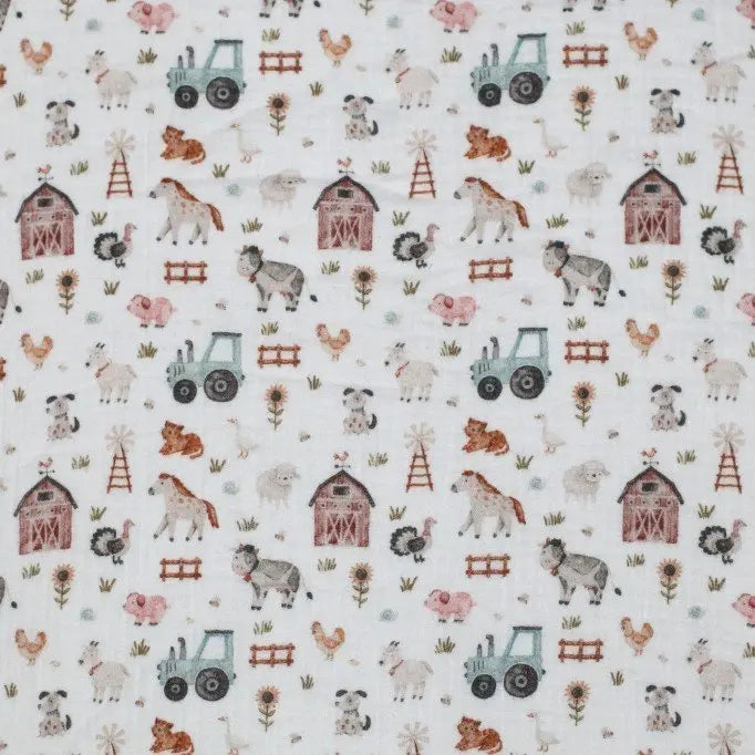Farm Life Style Soft Double Gauze Fabric - Perfect for Baby Clothes, Dresses & Home Decor