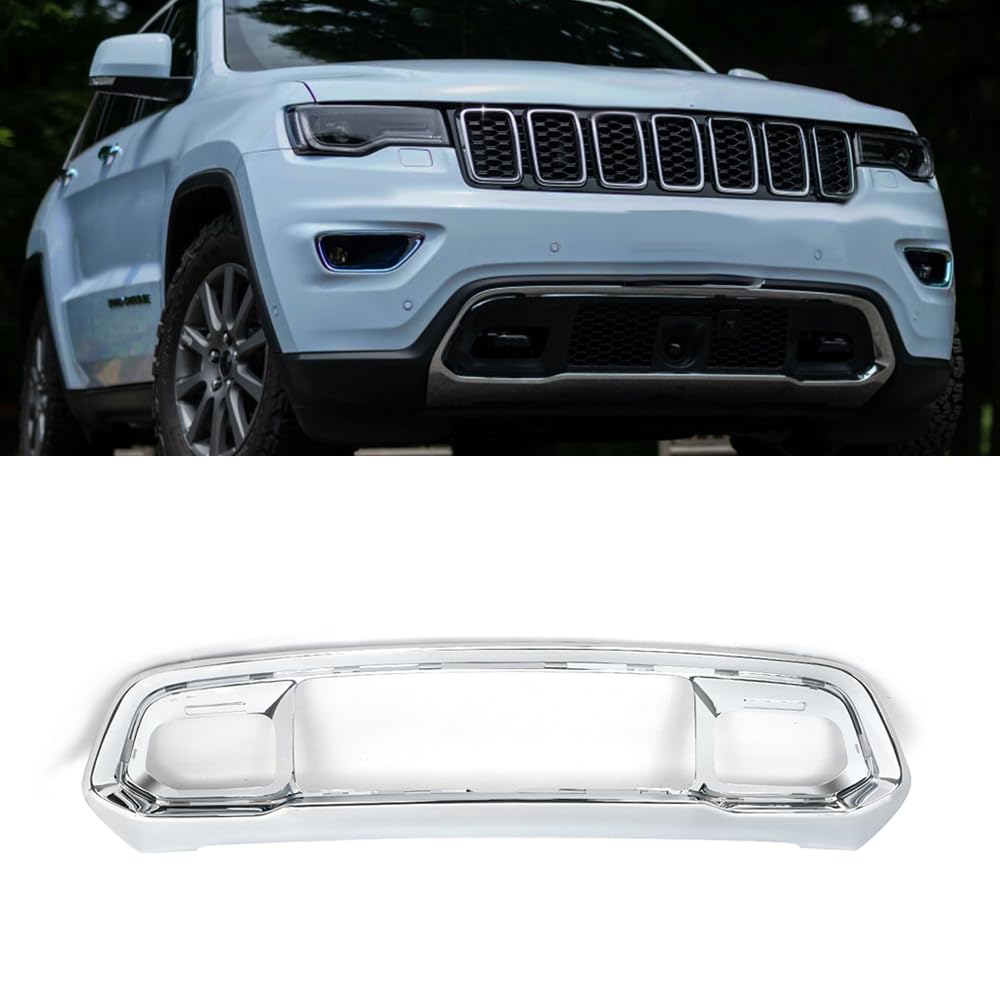 MIC Front Lower Grille Frame Grill Fascia - Chrome Replacement for 2017-2020 Jeep Grand Cherokee | Enhances Vehicle Appearance & Protection for Off-Road & City Driving