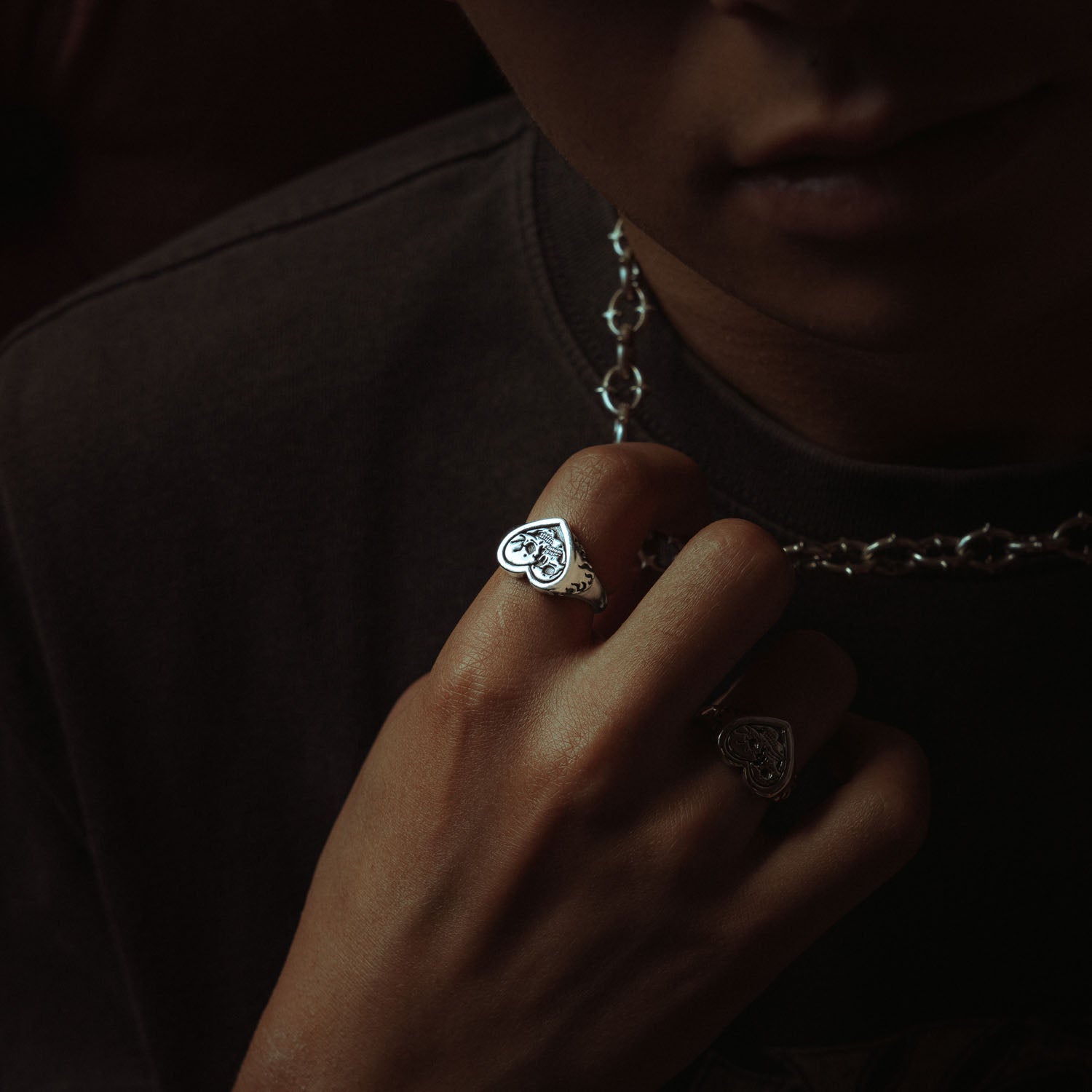 925 Sterling Silver Skull Heart Ring for Women - Gothic Punk Jewelry, Edgy Fashion Accessory - Perfect for Halloween, Valentine's Day & Alternative Style Lovers