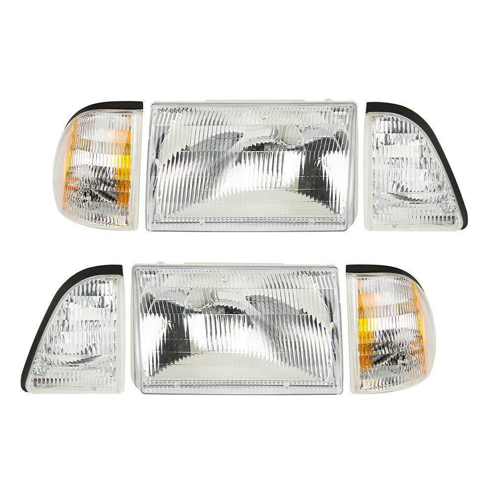 6-Piece Compatible Headlight & Parking Lamp Kit with Front Signal Lens - Perfect for Car Restoration, Replacement & Nighttime Driving Safety