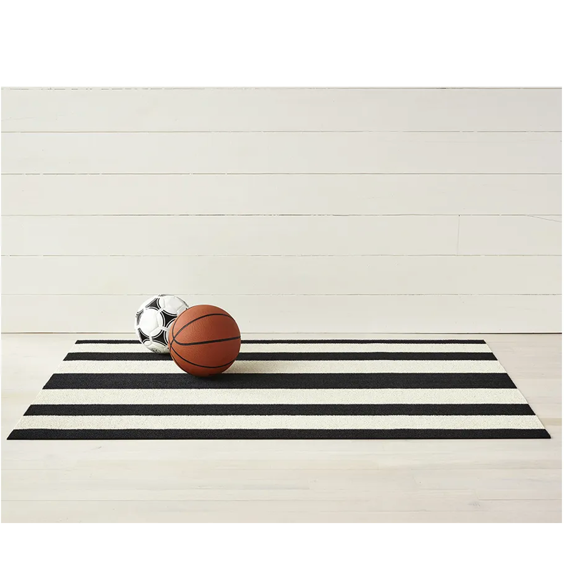 Chilewich Indoor Outdoor Shag Utility Mat - Bold Stripe Black & White 24x36 - Perfect for Entryway, Patio, Kitchen & Bathroom