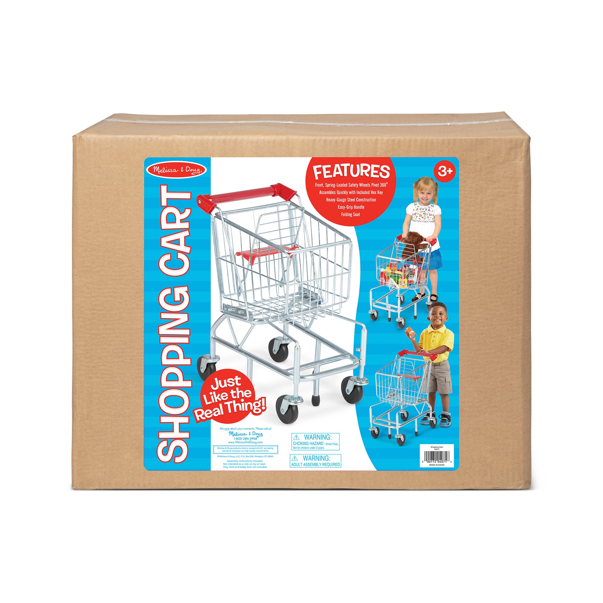 Metal Grocery Shopping Cart Toy for Kids - Mini Market Pretend Play Set with Rolling Wheels - Perfect for Toddler Role Play, Supermarket Games & Early Learning Development