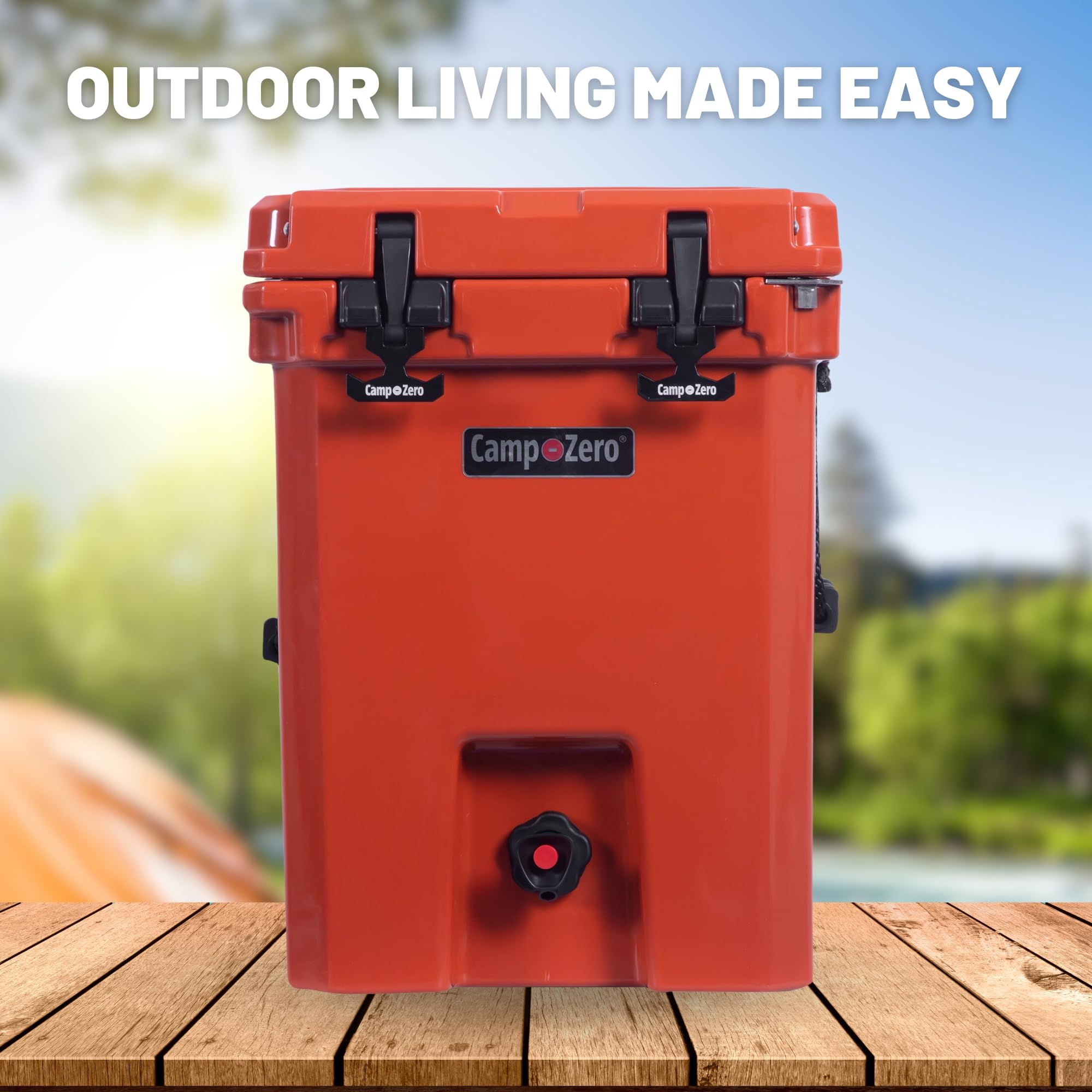 CAMP-ZERO 20L Insulated Drink Cooler with 2 Built-in Beverage Holders - Perfect for Camping, Picnics, Beach Trips & Outdoor Parties