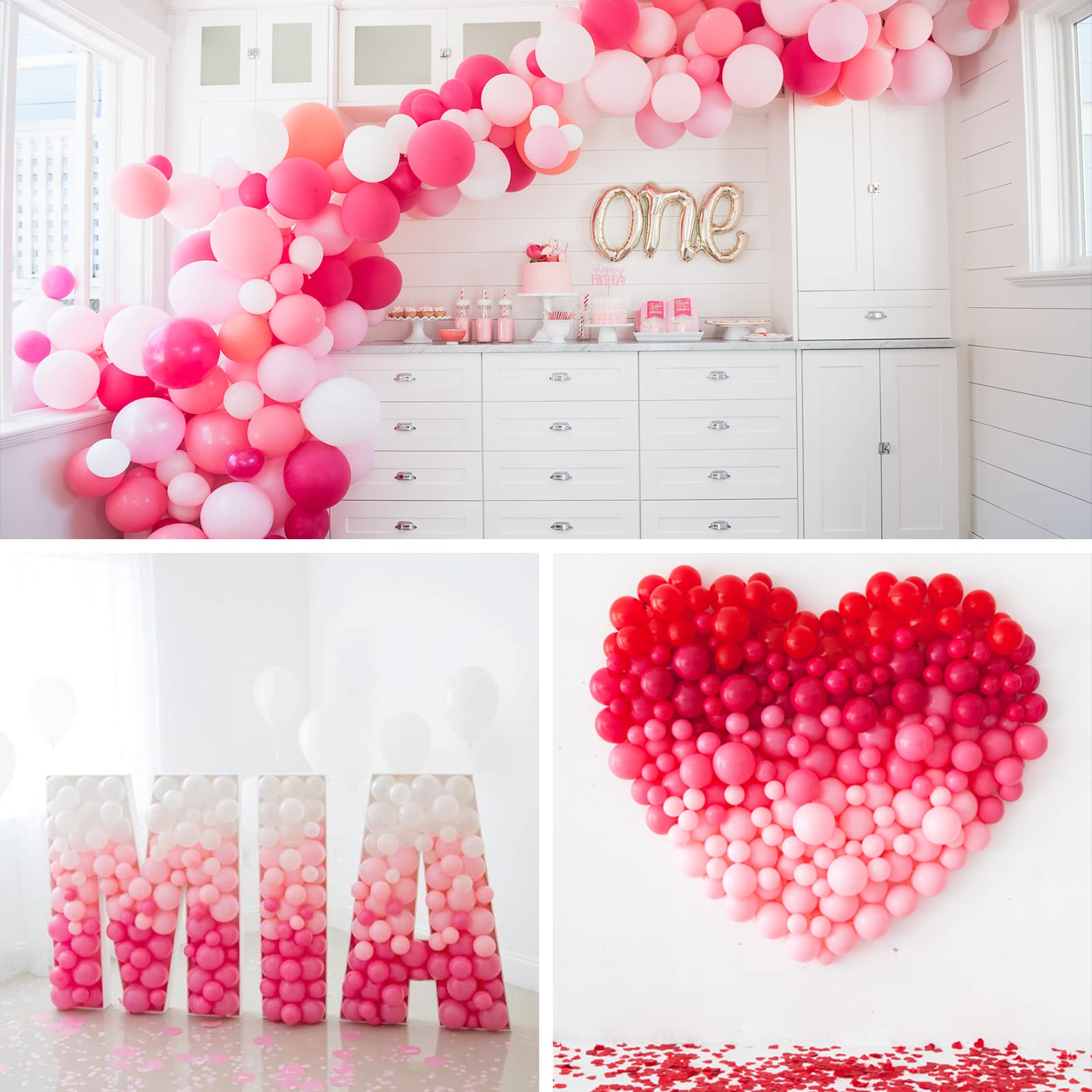100 Pink Balloons for Parties with Electric Balloon Pump - Birthday Decorations, Baby Showers, Wedding & Celebration Supplies