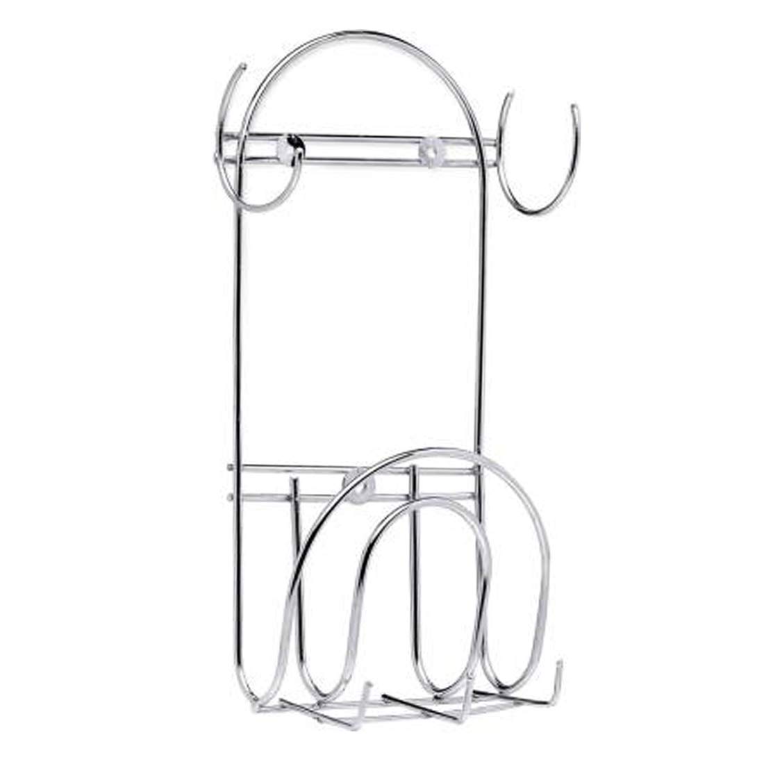 Premium Stainless Steel Kitchen Organizer Set - 3-Pack Wall Mounted Cup Holder, Chakla Belan Stand & Ladle Hanger | Space Saving Storage for Mugs, Rolling Pins & Cooking Utensils | Ideal for Small Kitchens, RVs & Dorm Rooms