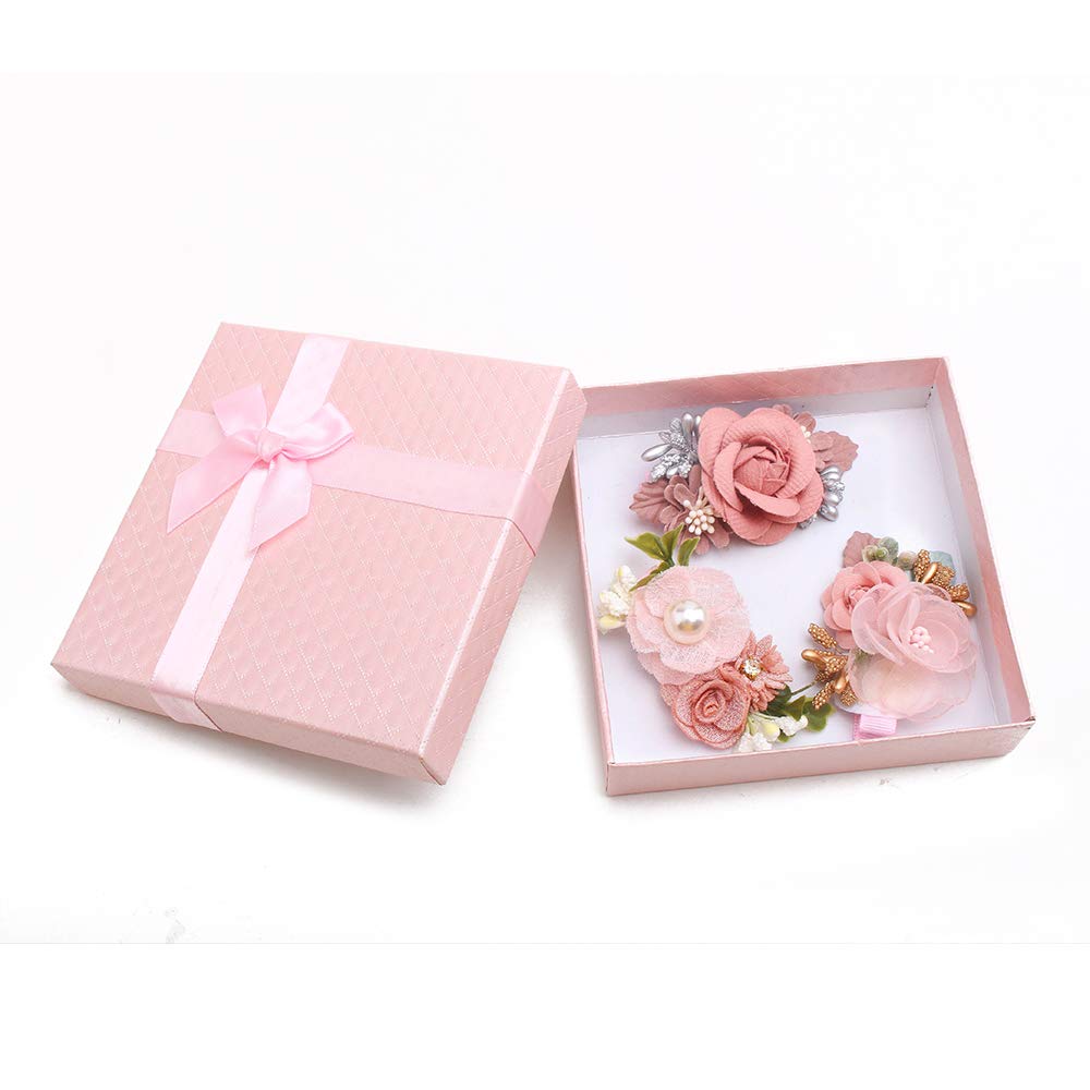 Floral Hair Clips Set for Baby Girls - 3pcs Lightweight Flower Hair Bows with Boutique Lined Alligator Clips | Perfect for Toddlers, Teens & Gift Giving | Birthday Parties, School, Photo Shoots & Special Occasions