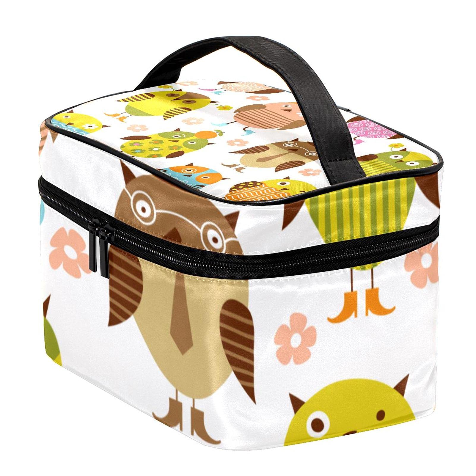 Stylish Owl Floral Print Large Travel Makeup Bag - Waterproof Cosmetic Organizer with Zipper for Women & Girls | Perfect for Vacation, Gym, and Daily Essentials Storage