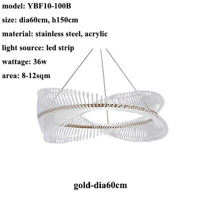 Elegant Spiral Acrylic Chandelier - Modern LED Ceiling Light Fixture for Dining Room, Living Room & Bedroom Decor | Energy Saving & Stylish Lighting Solution