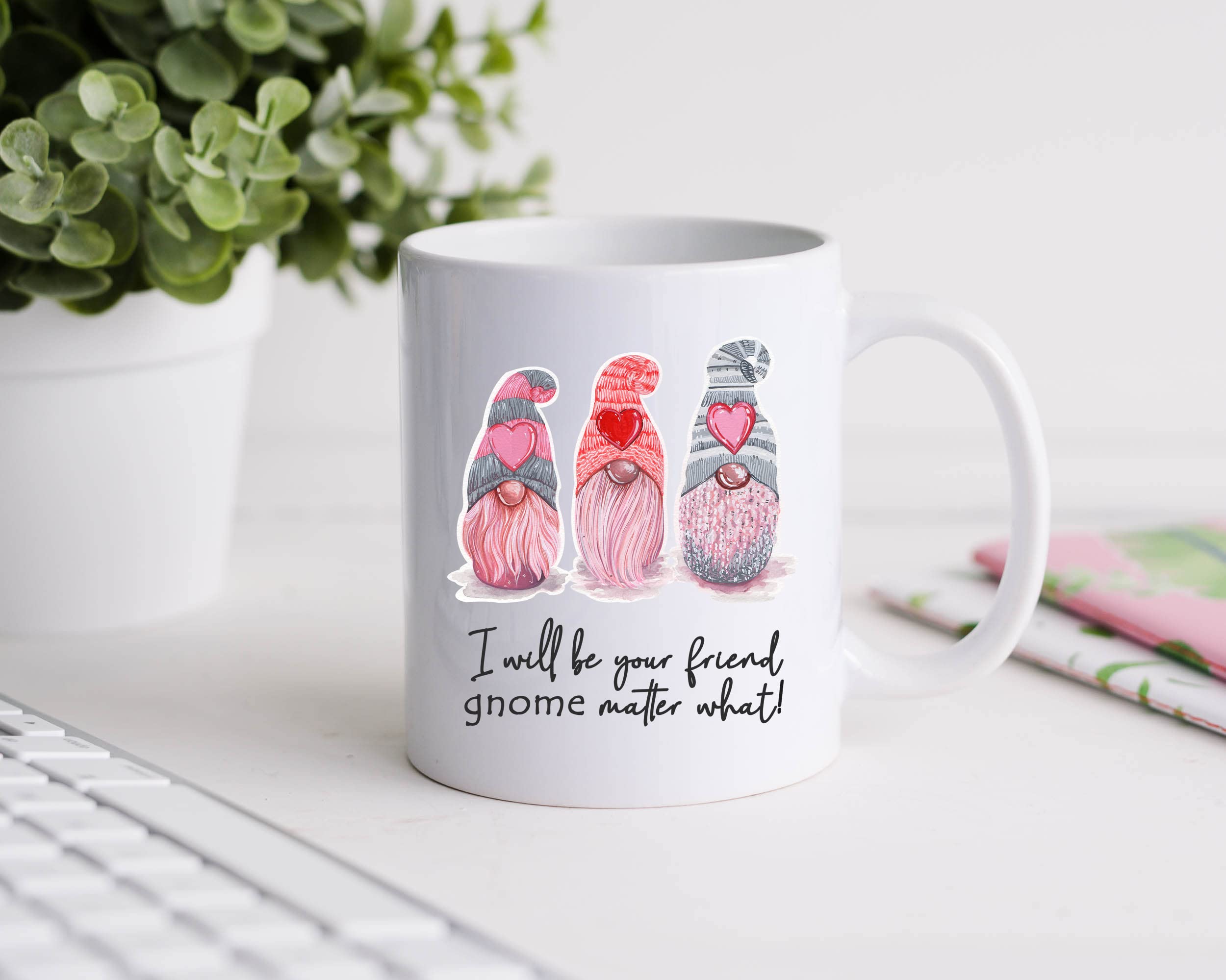 Friendship Gnome Love Mug for Women - Perfect Gift for Girlfriend, Coffee Lover, BFF & Best Friend - Valentine's Day Present for Home, Office & Cozy Moments