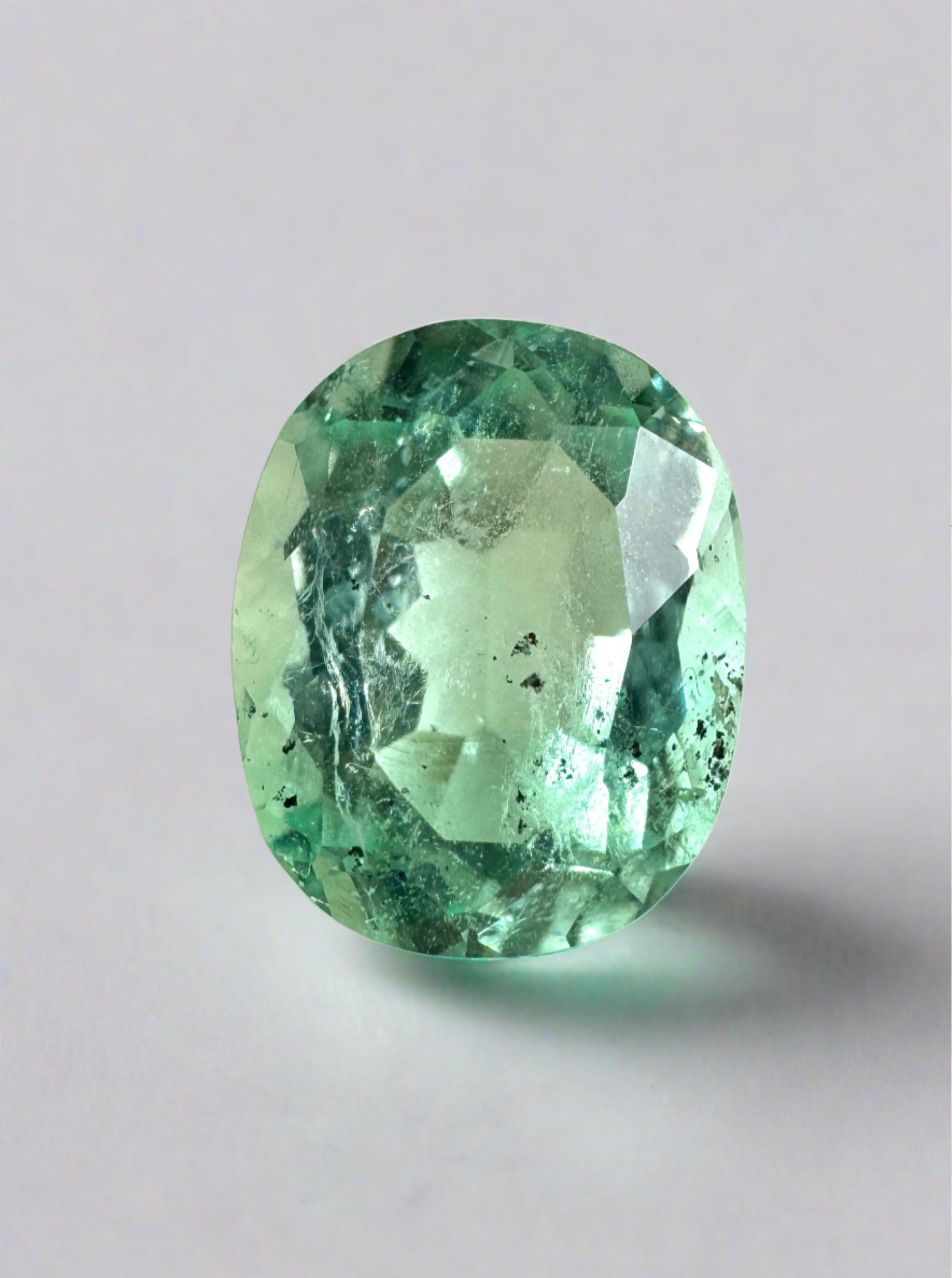 2.10 Carat 9x7mm Natural Colombian Emerald Loose Gemstone - Oval Cut, Sea Foam Green with Freckles | Perfect for Engagement Rings, Necklaces & Custom Jewelry Designs