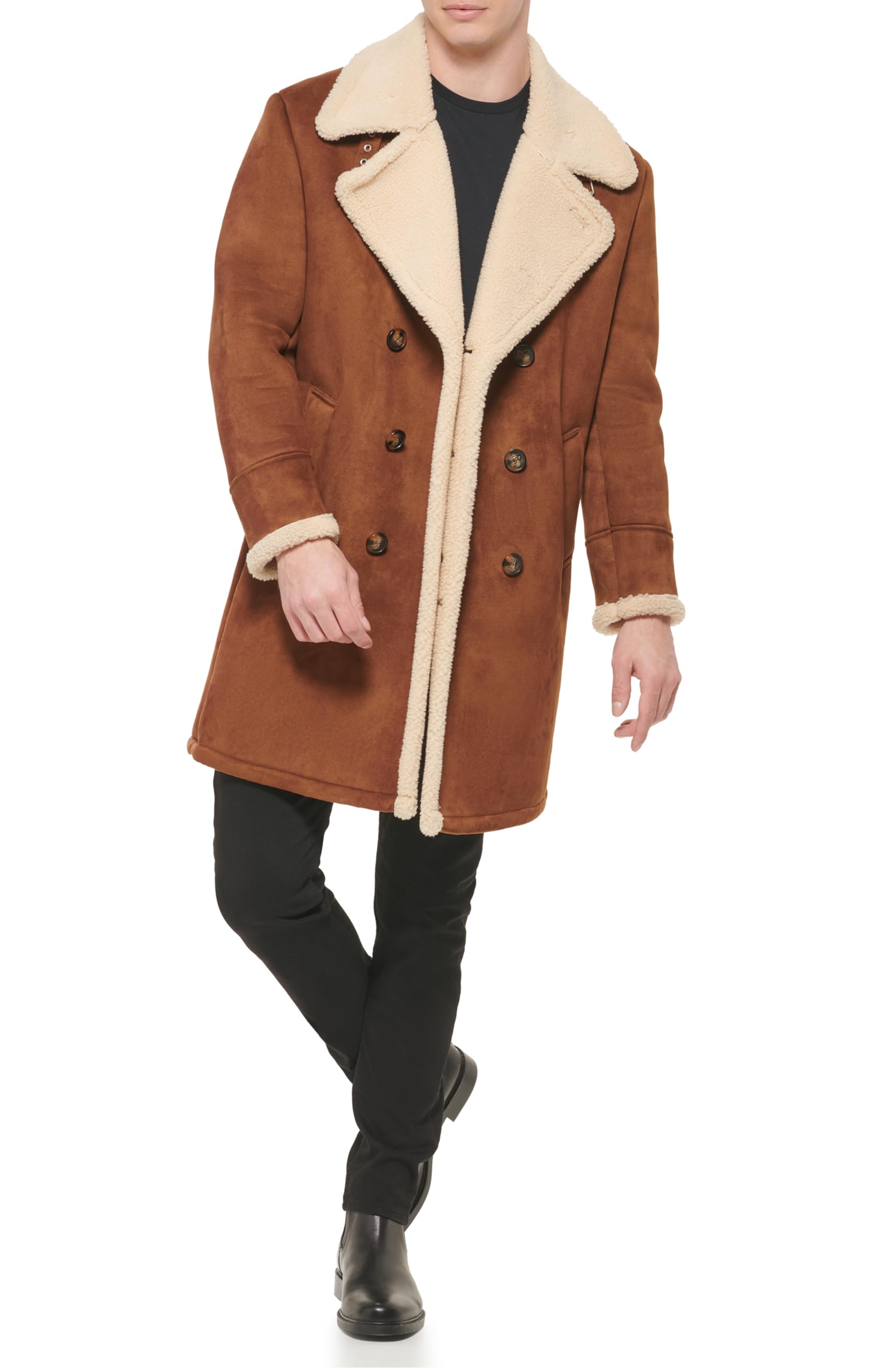 Cole Haan Men's Faux Shearling Winter Coat - Warm & Stylish Jacket for Cold Weather - Perfect for Outdoor Activities & Casual Wear