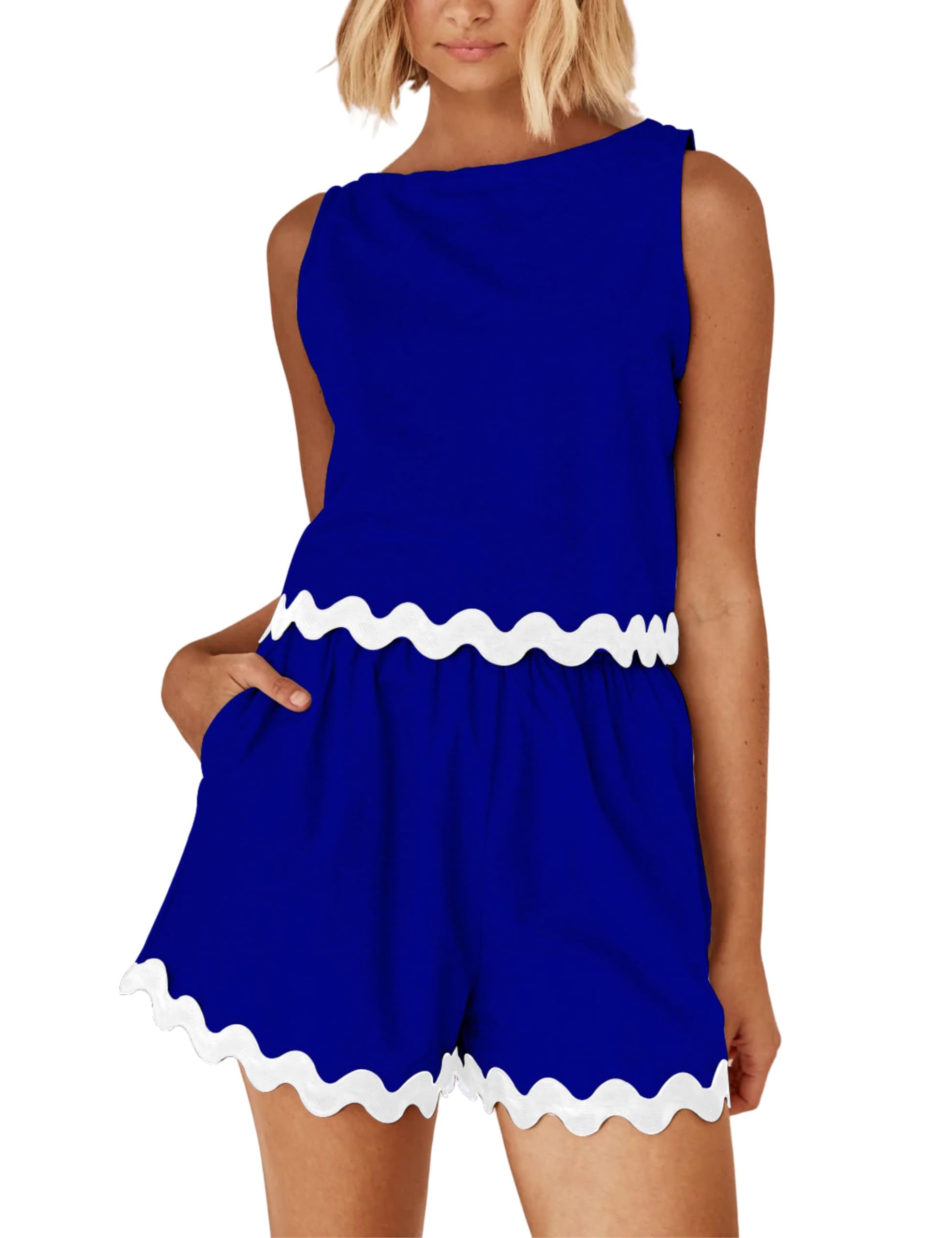 Women's 2 Piece Summer Outfit - Cropped Top & Wide Leg Shorts Lounge Set for Beach, Vacation & Casual Wear | Trendy Matching Sets for Women