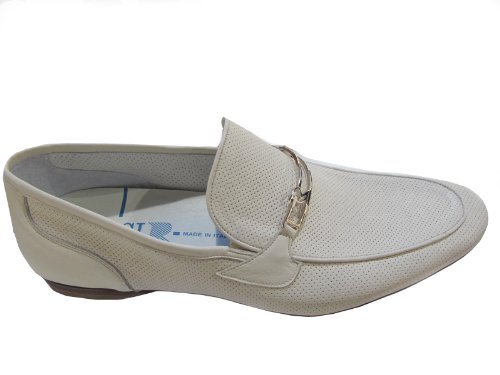 ROSSI 1952 Men's Italian Genuine Leather Slip-On Dress Shoes in Off White | Comfortable & Stylish for Business, Weddings & Formal Occasions