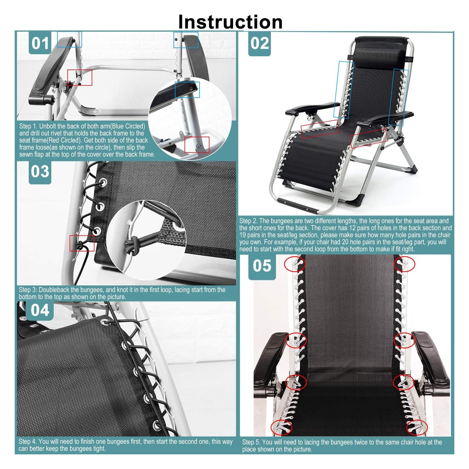 21 Inch Wide Zero Gravity Chair Replacement Fabric - Oversized XL Repair Cloth for Anti Gravity Chairs, Outdoor Recliners, Patio Loungers & Beach Sling Chairs - Durable Bungee Mesh Canvas (Perfect for Backyard Relaxation, Poolside Lounging & Camping Comfort)