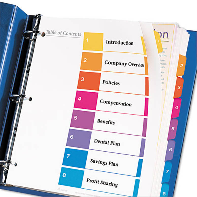 Extra Wide Ready Index Dividers with Multicolor Tabs - 8 Tab Letter Size (Set of 8) for Office Organization, Filing Systems & School Supplies