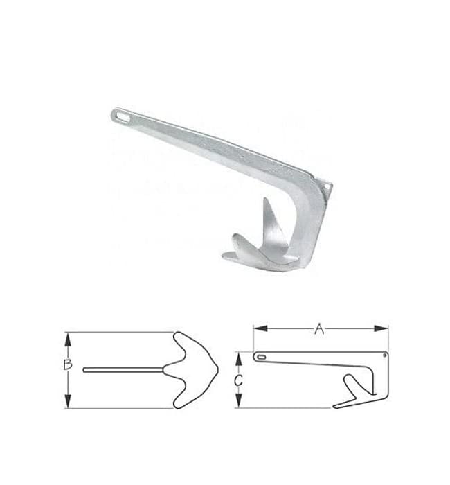 16.5 lb Hot Dipped Galvanized Claw Boat Anchor - Heavy Duty Marine Anchor for 24-30 ft Boats (50-41670) | Perfect for Fishing, Yachting & Watercraft Mooring