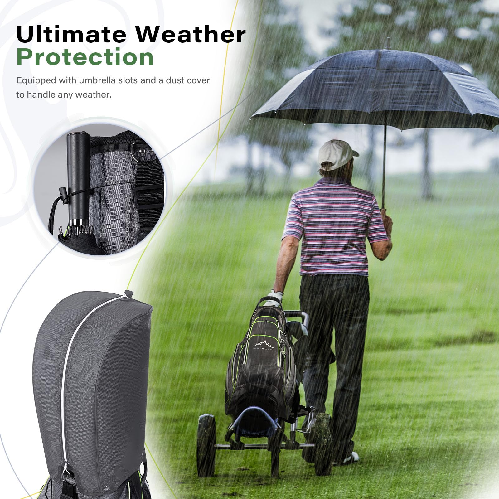 **14-Way Golf Cart Bag with Ample Storage - Premium Men's Golf Bag with Padded Handles & Umbrella Holder - Perfect for Golf Carts, Tournaments & Driving Range Practice**