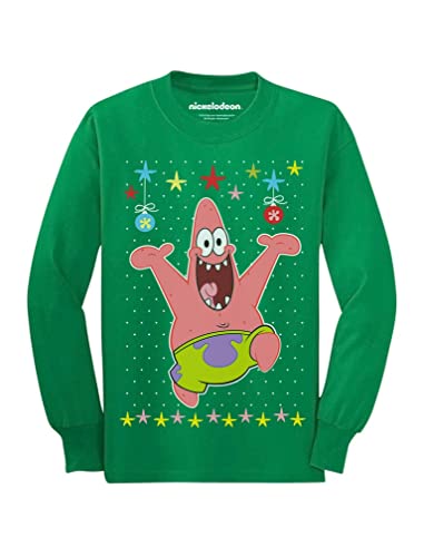 Spongebob Ugly Christmas Sweater Patrick Long Sleeve T-Shirt for Kids & Youth - Perfect for Holiday Parties, Family Gatherings & Festive Photos