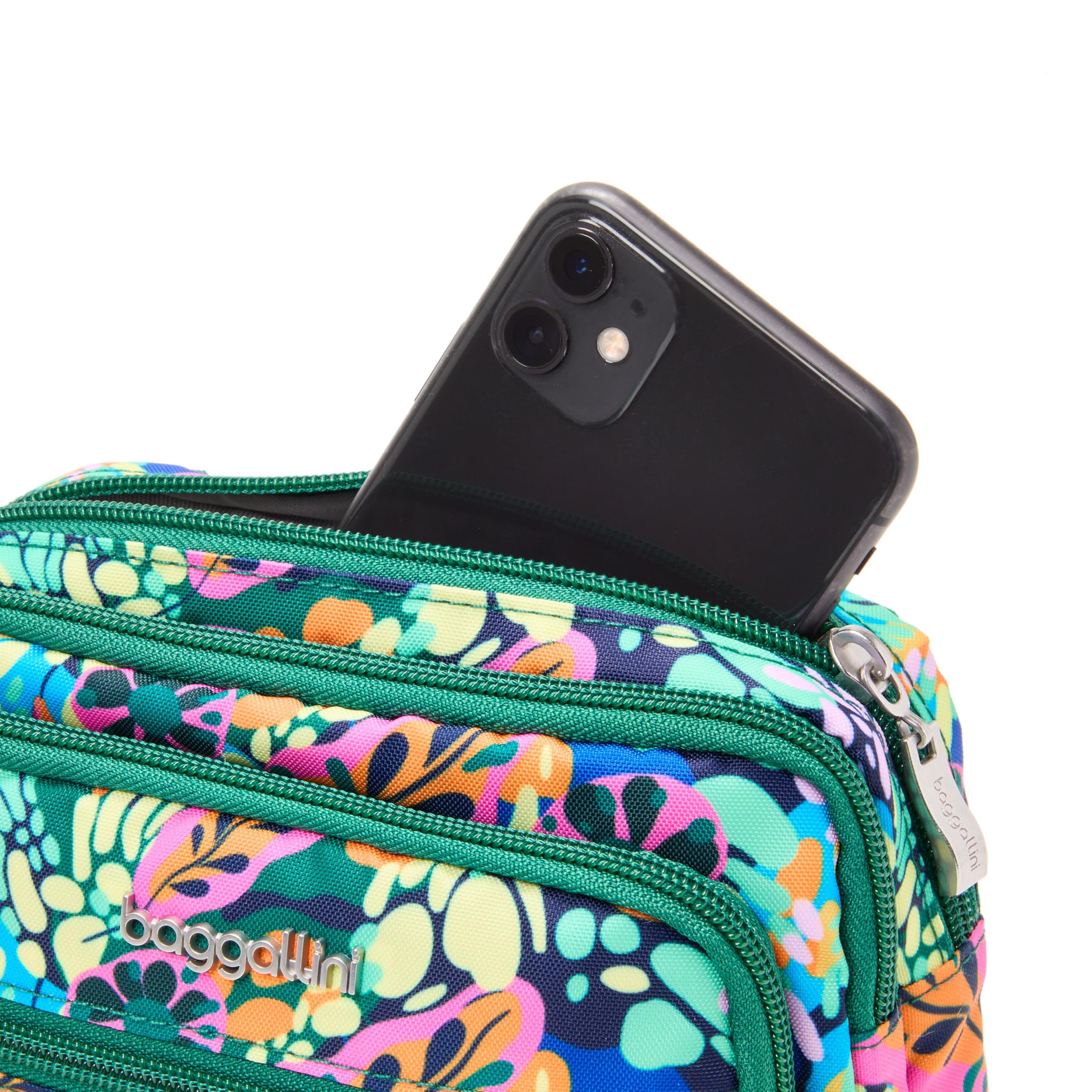 Baggallini Triple Zip Small Crossbody Bag for Women - 8x6 inch Lightweight Water-resistant Convertible Fanny Pack Belt Bag - Perfect for Travel, Shopping & Everyday Use