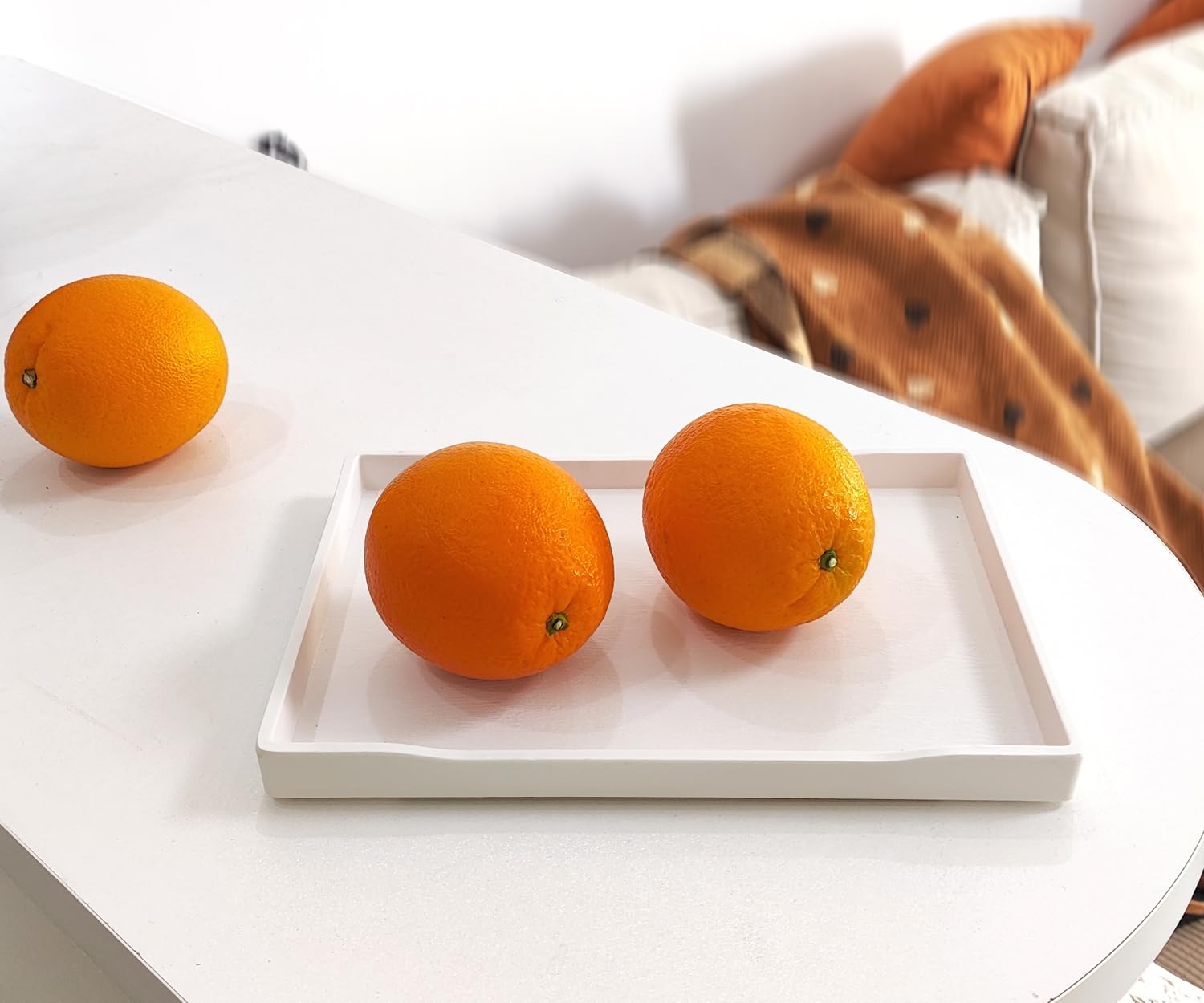 White Ceramic Serving Tray 9.5 x 7 Inches - Elegant Appetizer & Drink Tray for Coffee, Tea, Wine, Spa, Bar, Party & Home Decor - Perfect for Entertaining, Display & Gift Giving