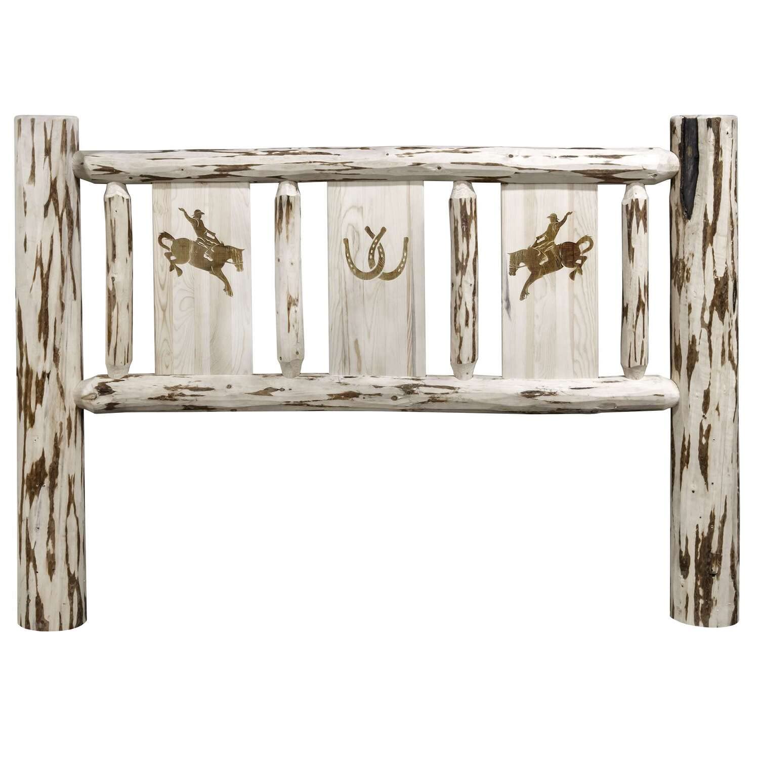 Montana Collection Twin Headboard with Laser Engraved Bronco Design - Unfinished Wood Headboard for Bedroom Decor | Perfect for Western Style Home, Ranch House or Cowboy Themed Bedroom
