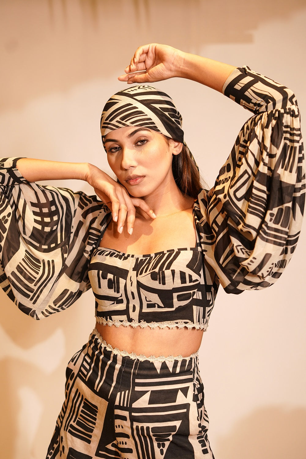 White Abstract Print Blouse - Stylish Women's Casual Tops for Everyday Wear & Office Outfits