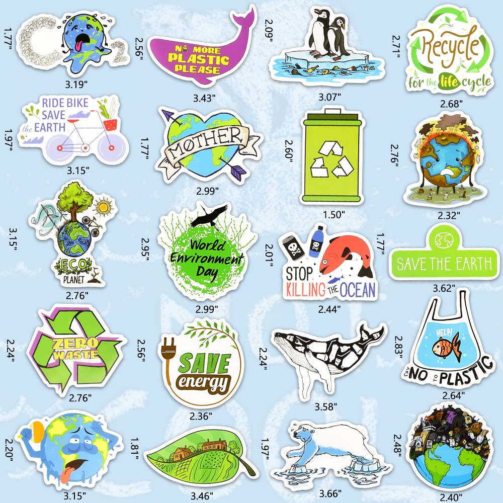 Eco-Friendly Earth Day Stickers for Kids - Waterproof Planet Earth Decals for Water Bottles, Laptops, Notebooks & DIY Crafts | Perfect for School Projects, Environmental Awareness & Gift Giving