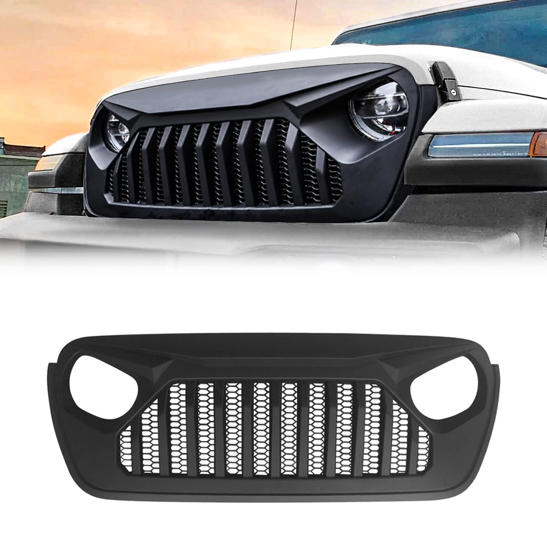 2018-2025 Jeep Wrangler JL & 2020-2025 Gladiator JT Front Vader Grille - Matte Black (No TrailCam) | Off-Road Upgrade & Custom Styling