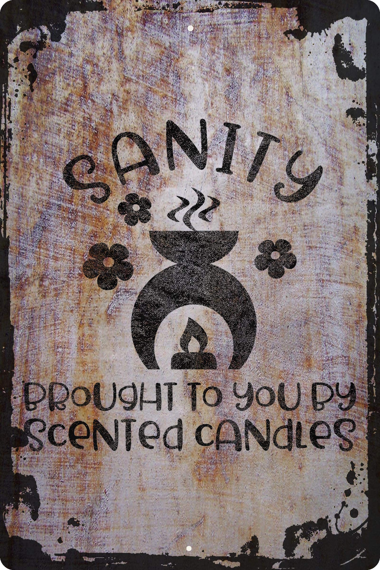 Funny Wall Sign - 'Sanity Brought to You by Scented Candles' - Floral Aroma Calming Canvas Art Print - Home Office Decor - Unique Gift Idea for Candle Lovers & Stress Relief
