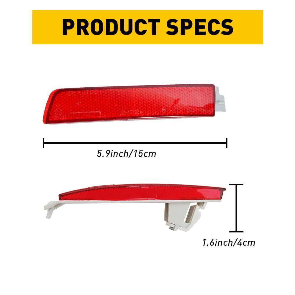 Pair of Rear Bumper Reflectors (Left & Right) for 2009-2018 Nissan and Infiniti Models - Enhanced Night Visibility & Safety Accessories for Parking and Low Light Conditions