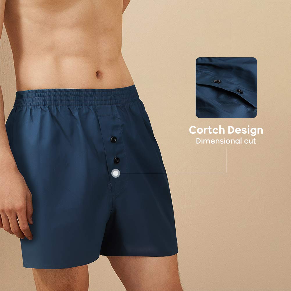 Natural Feelings Classic Cotton Boxer Shorts for Men - Soft Breathable Woven Underwear (3-Pack) | Comfortable for Daily Wear, Workout & Lounge