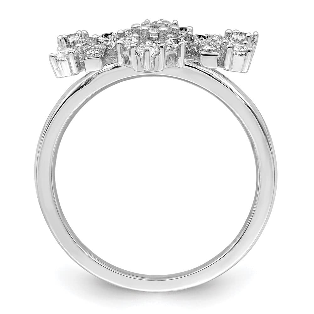 925 Sterling Silver Rhodium Plated Cubic Zirconia Snowflake Ring for Women - Elegant Winter Jewelry Gift for Christmas, Anniversary & Special Occasions