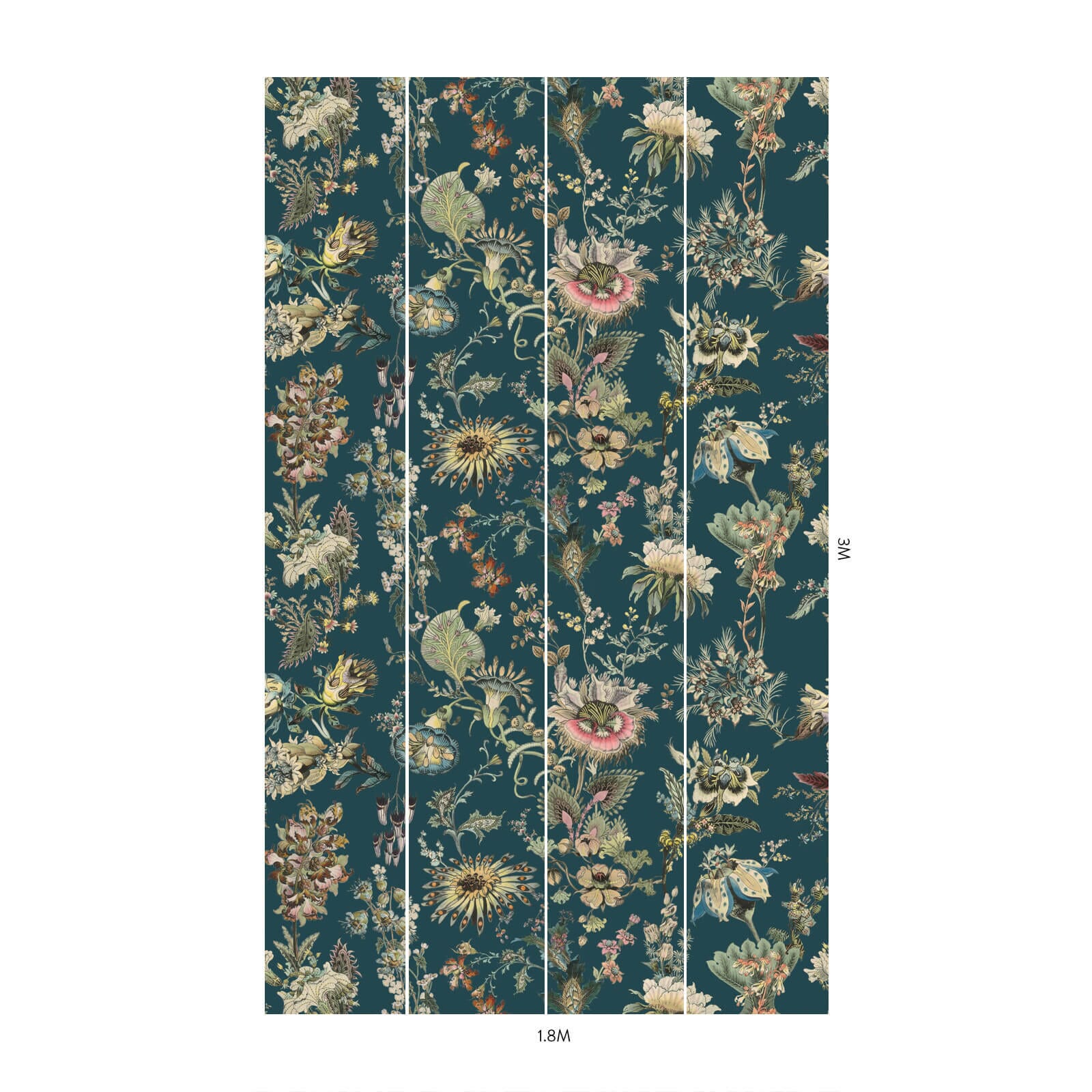 FLORA FANTASIA Wallpaper - Cerulean Blue Botanical Peel and Stick Wallpaper for Bedroom, Living Room & Nursery Decor